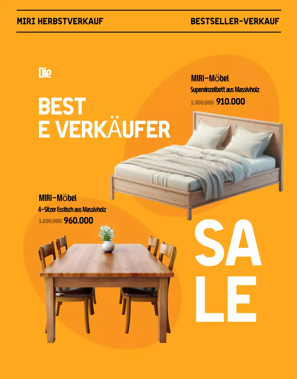 Förderung des Verkaufs von modernen Herbstmöbeln in Schwarz und Orange