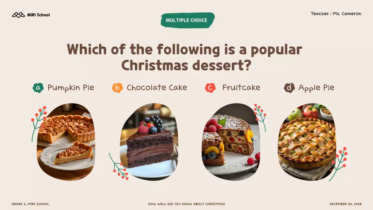 Illustrative Christmas quiz for kids and school students