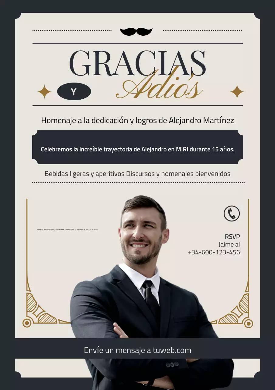 beige elegante invitación de despedida