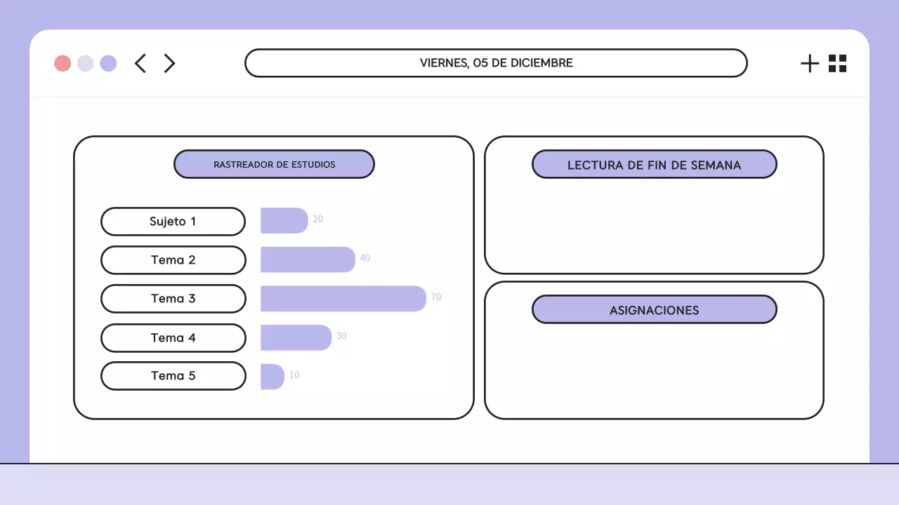 Presentación del orden del día de la clase de ilustración morada