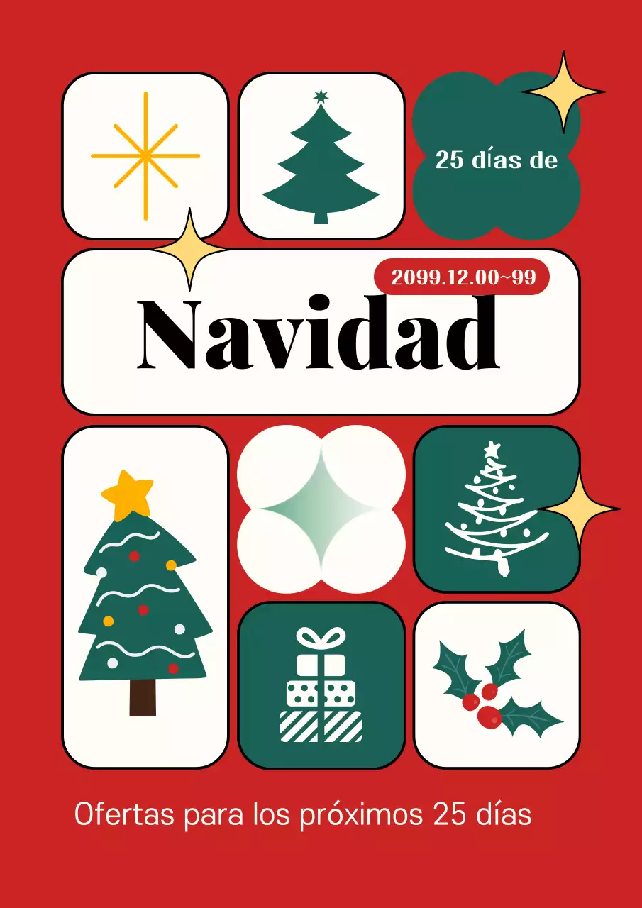 Evento navideño retro rojo