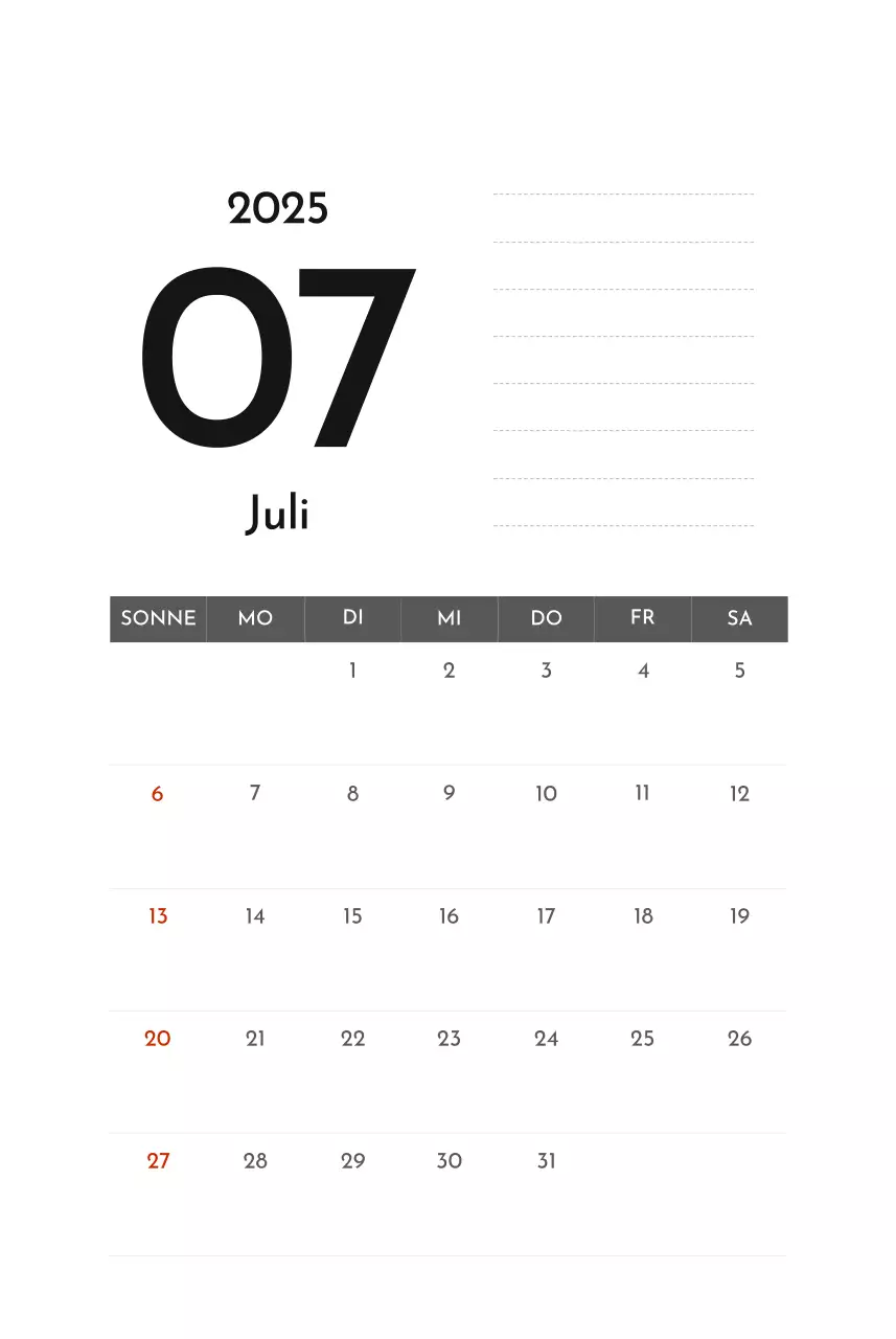 Grauer einfacher Unternehmenskalender