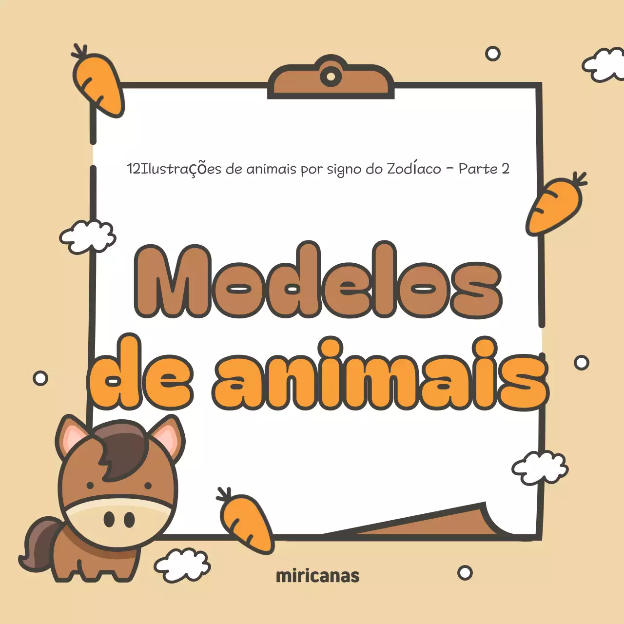 12 bonitas capas de animais do zodíaco em castanho e laranja