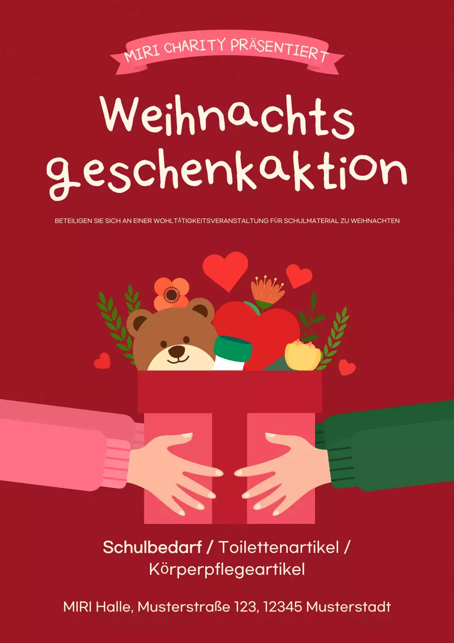 rote festliche Wohltätigkeitsveranstaltung