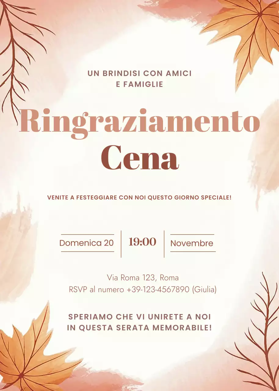 invito a cena tradizionale arancione
