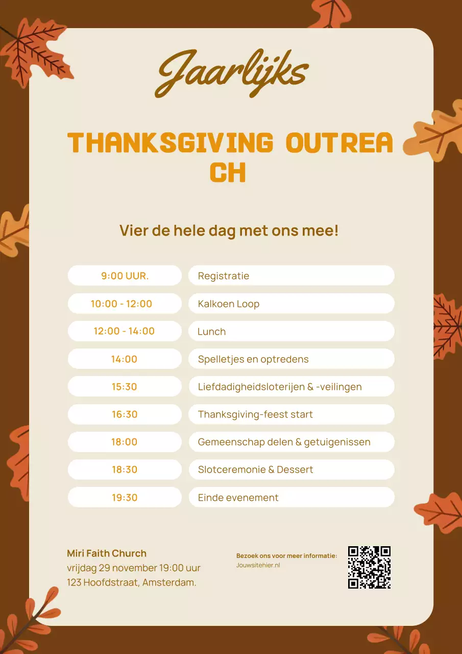 GEZELLIGE ESTHETISCHE ILLUSTRATIEVE JAARLIJKSE THANKSGIVING OUTREACH WEBPOSTER