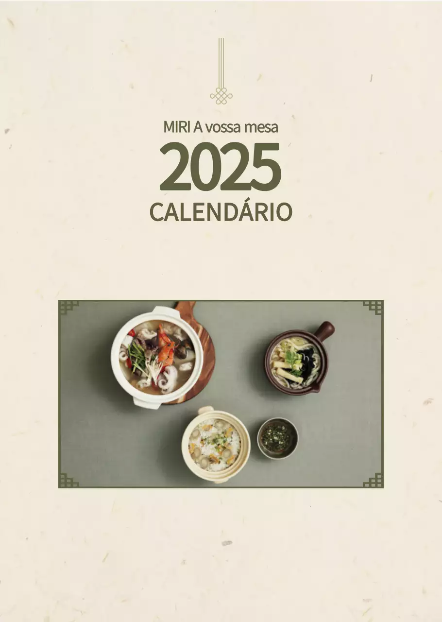 Calendário do conceito de restaurante coreano tradicional em bege