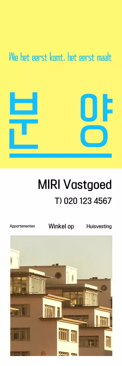 Moderne onroerend goed advertentie in lichtblauw