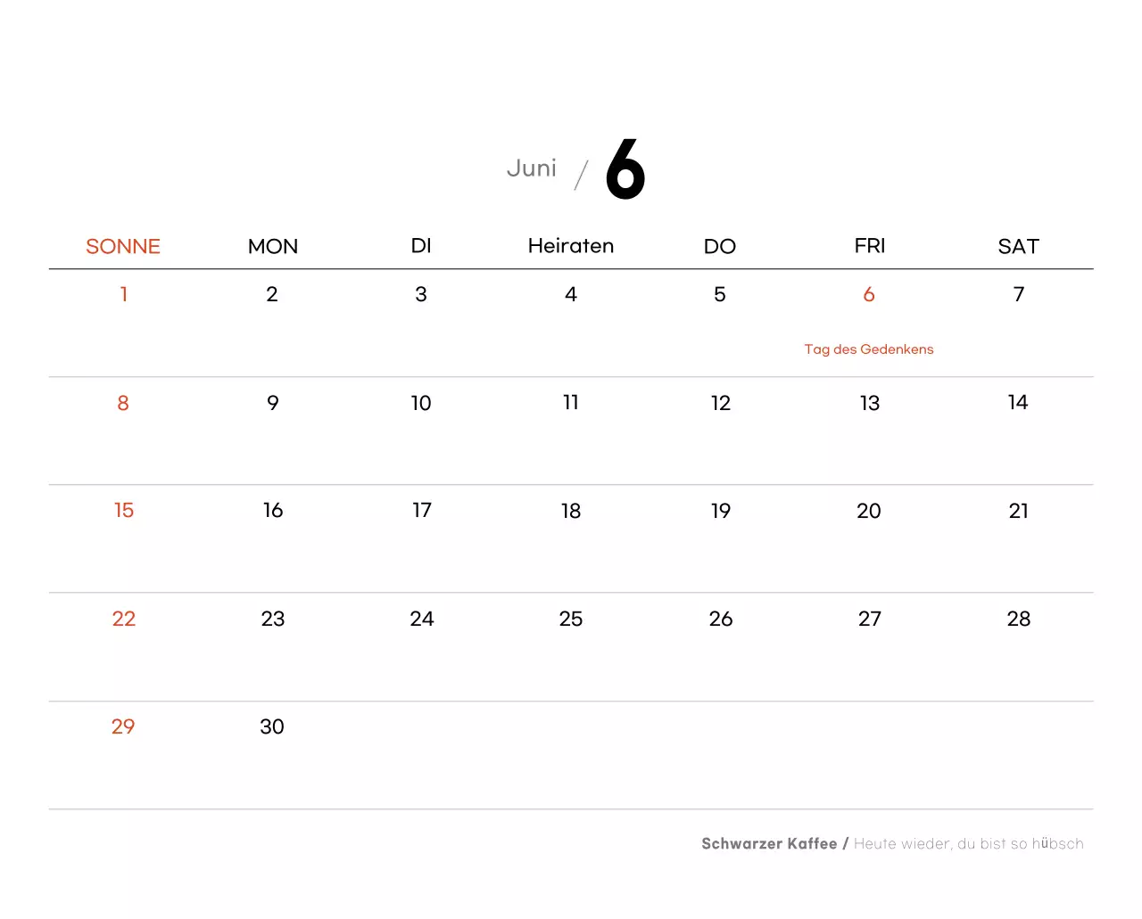 Grauer minimalistischer Kaffeekalender
