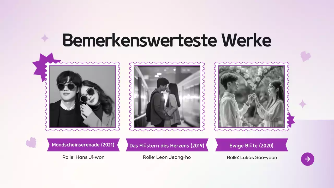 Lila Modern K-Drama Pitch Deck Präsentation