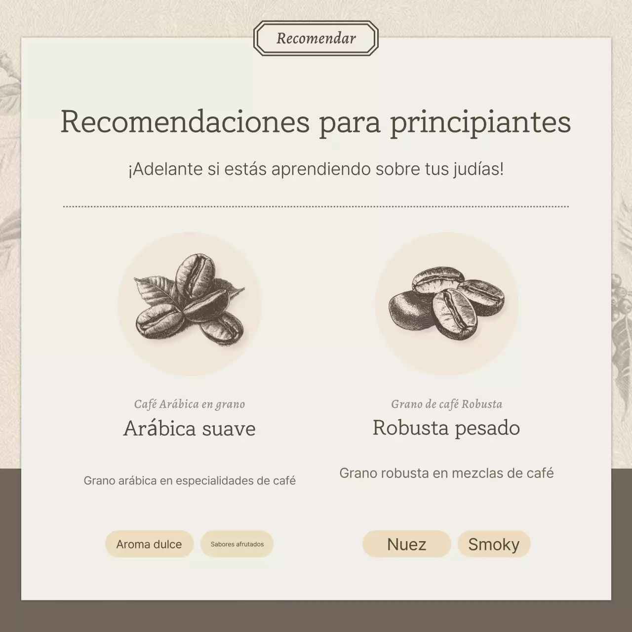 Promover un café vintage en beige y marrón