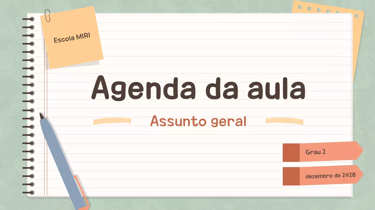 Bloco de notas simples em pastel Agenda da turma para a escola