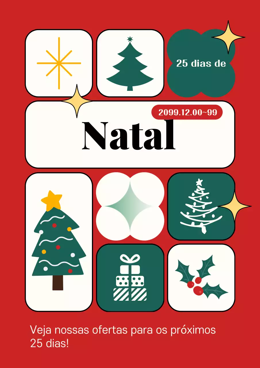 Evento de Natal Retro Vermelho