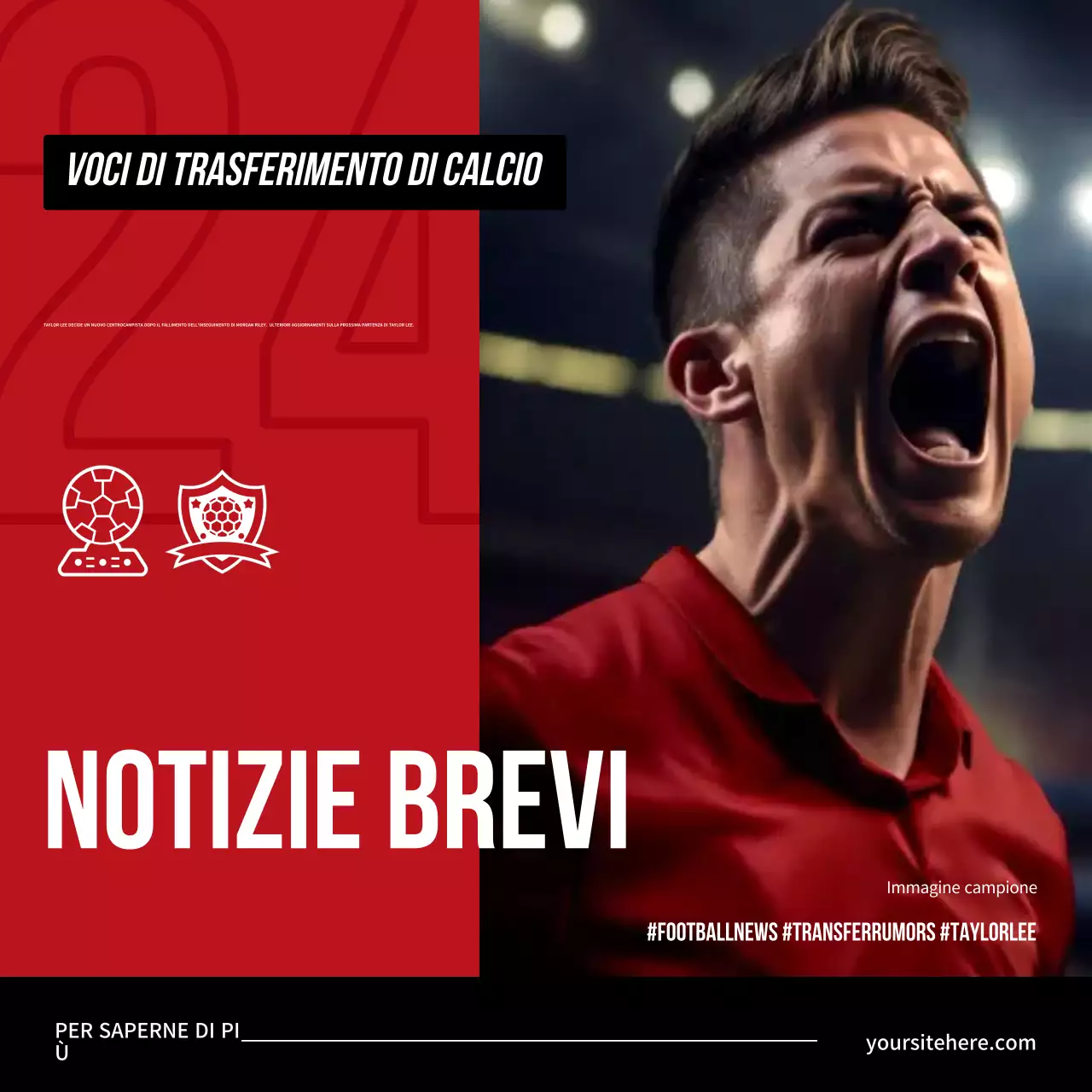 Annuncio di calcio moderno rosso