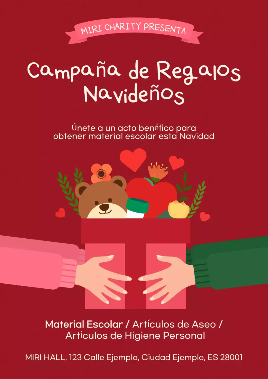 red festiva anuncio benéfico