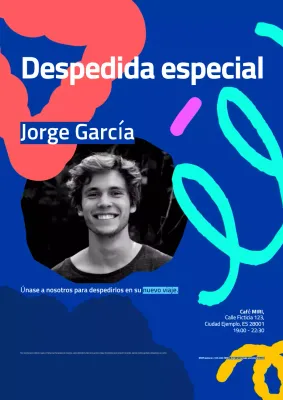 invitación de despedida moderna azul