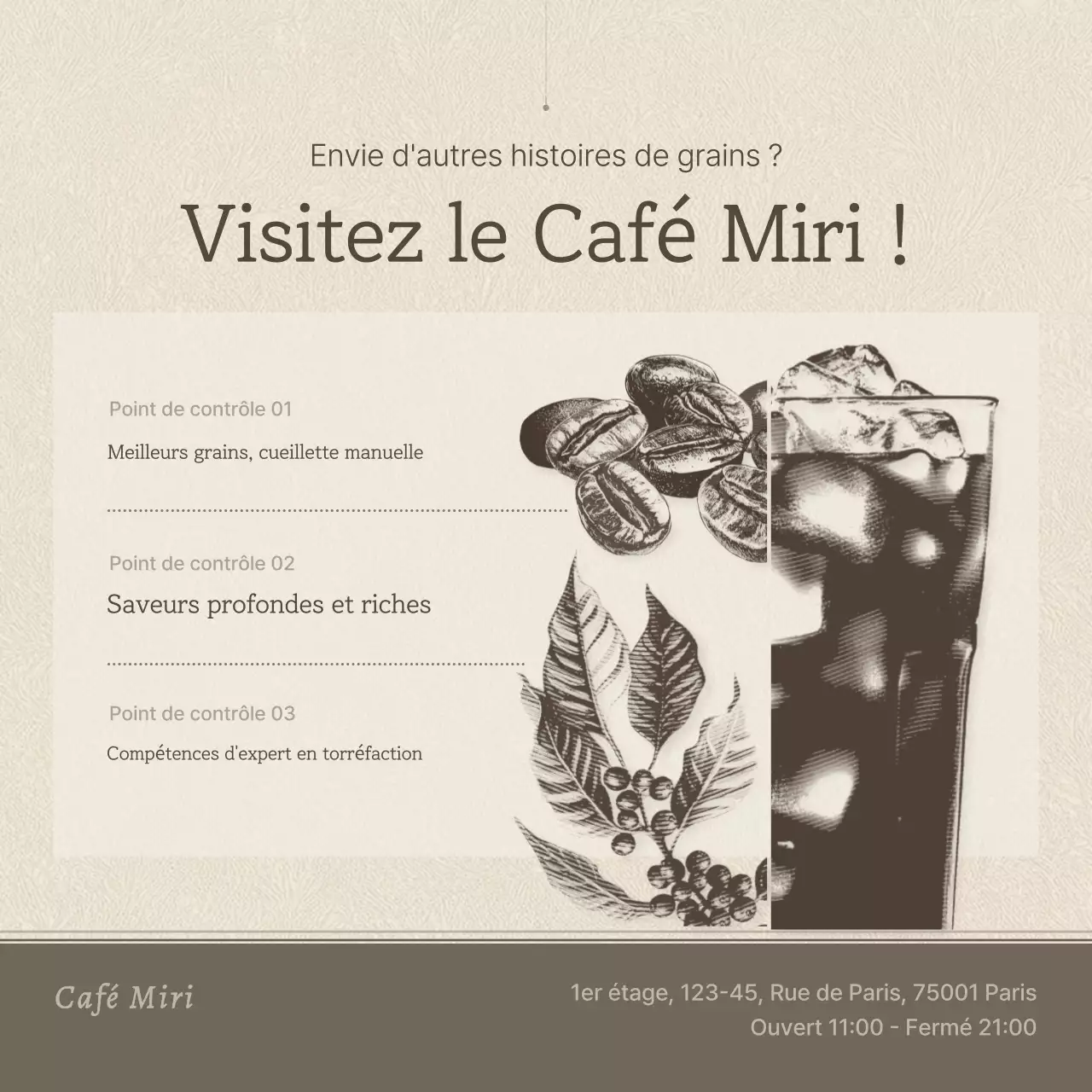Promouvoir un café vintage en beige et marron
