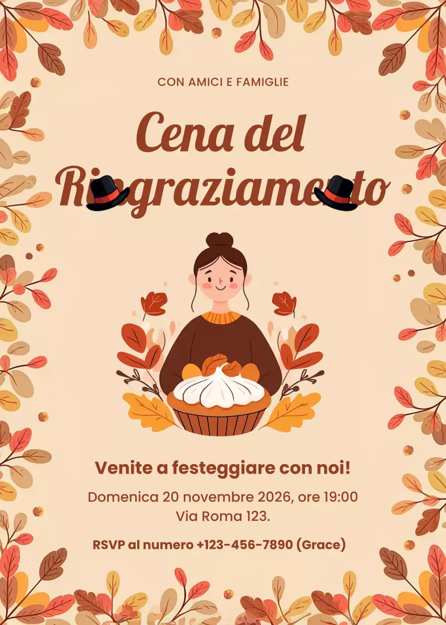 invito tradizionale al ringraziamento beige