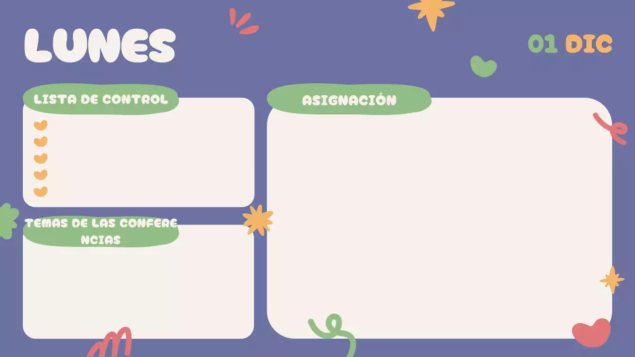 Azul Beige Verde Rojo Agenda lúdica de la clase