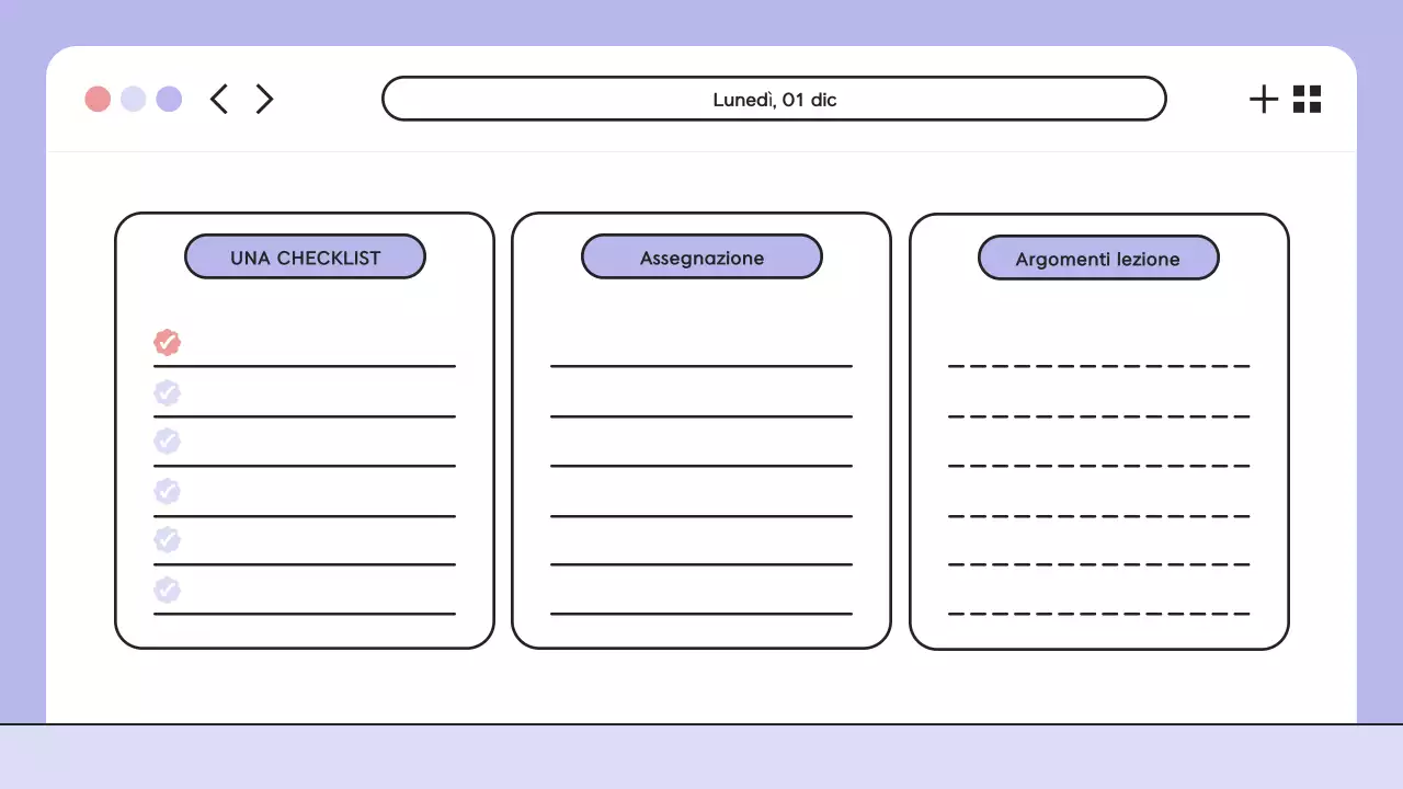 Illustrazione viola Presentazione dell'agenda di classe
