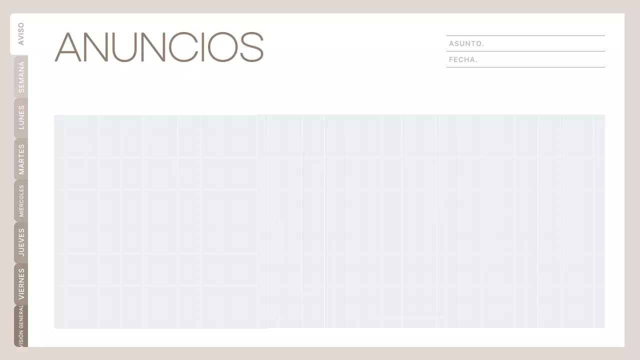 planificador de clases minimalista beige horario