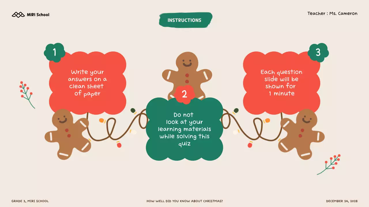 Illustrative Christmas quiz for kids and school students