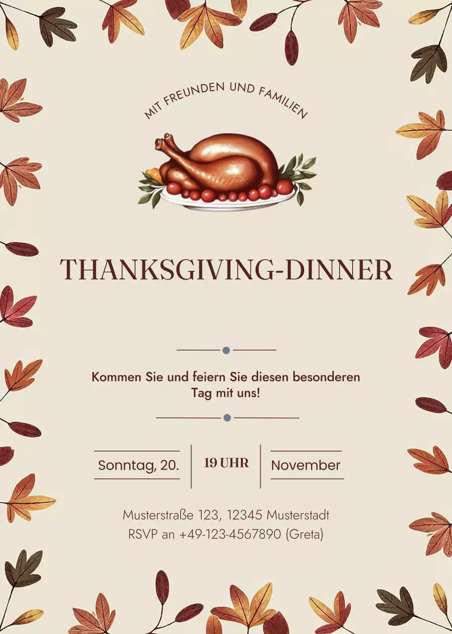 beige klassische Thanksgiving-Einladung