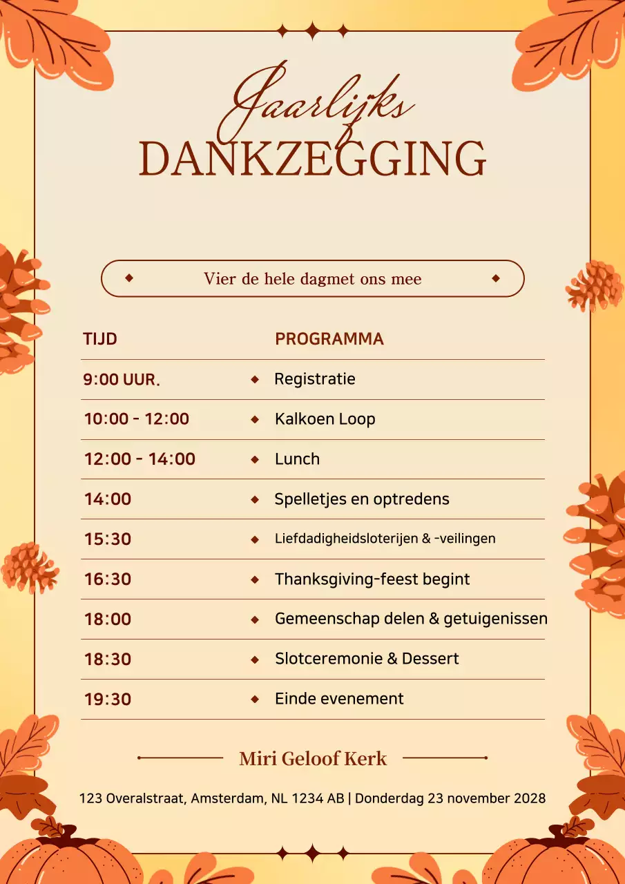 Oranje Traditioneel Jaarlijks Thanksgiving Outreach Evenement