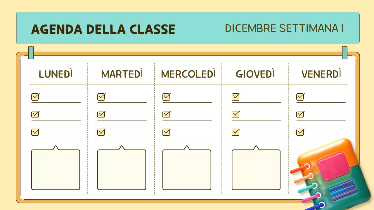 agenda pop class arancione e verde