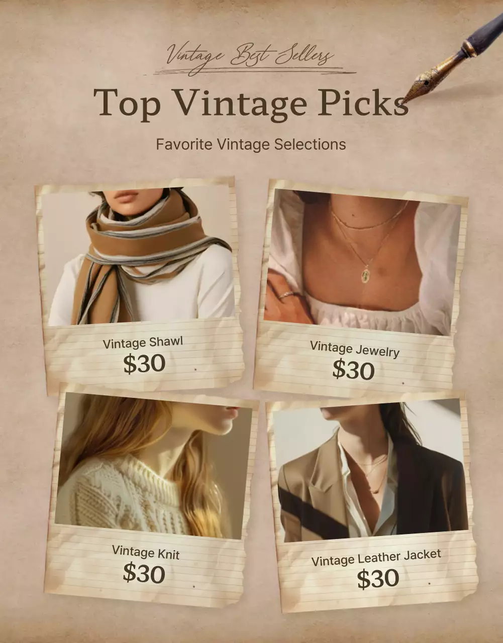 Poster Promosi Mode Vintage Warna Coklat