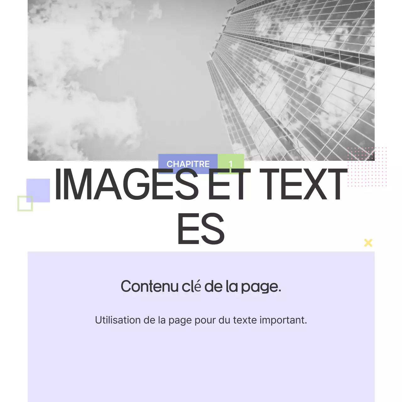 Un guide avec des formes simples en violet et en gris