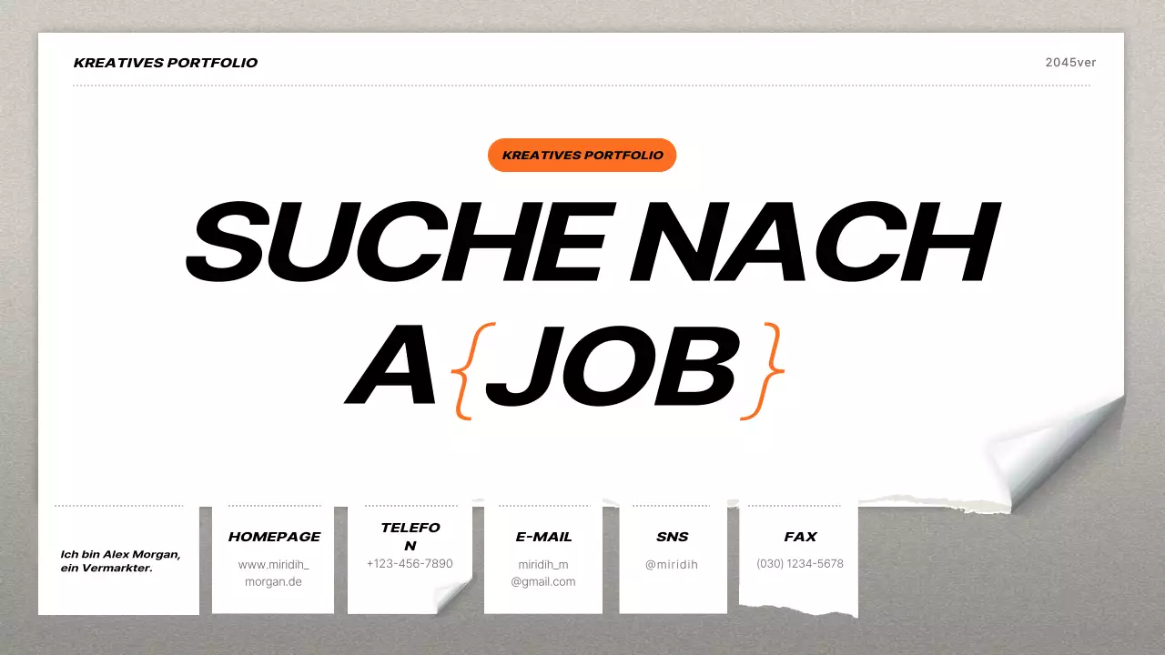 orange modernes Portfolio Lebenslauf