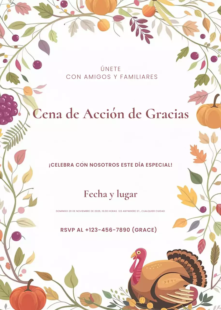 Invitación Acción de Gracias beige clásica