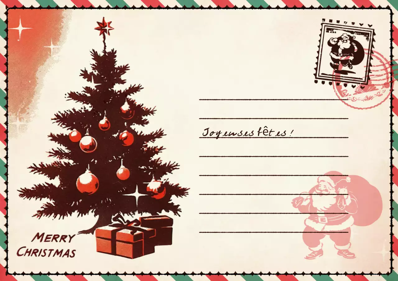 Carte postale rouge de Noël