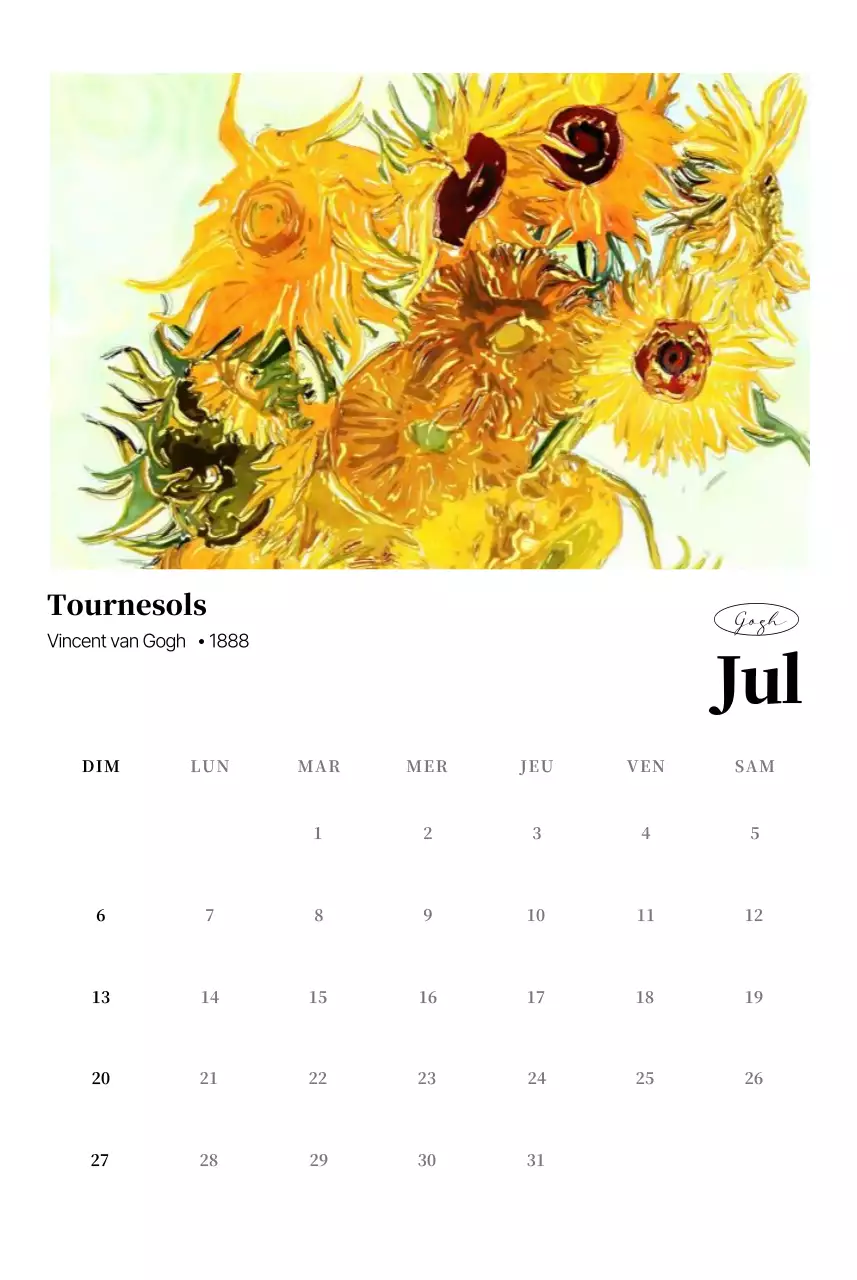 Calendrier de l'art classique