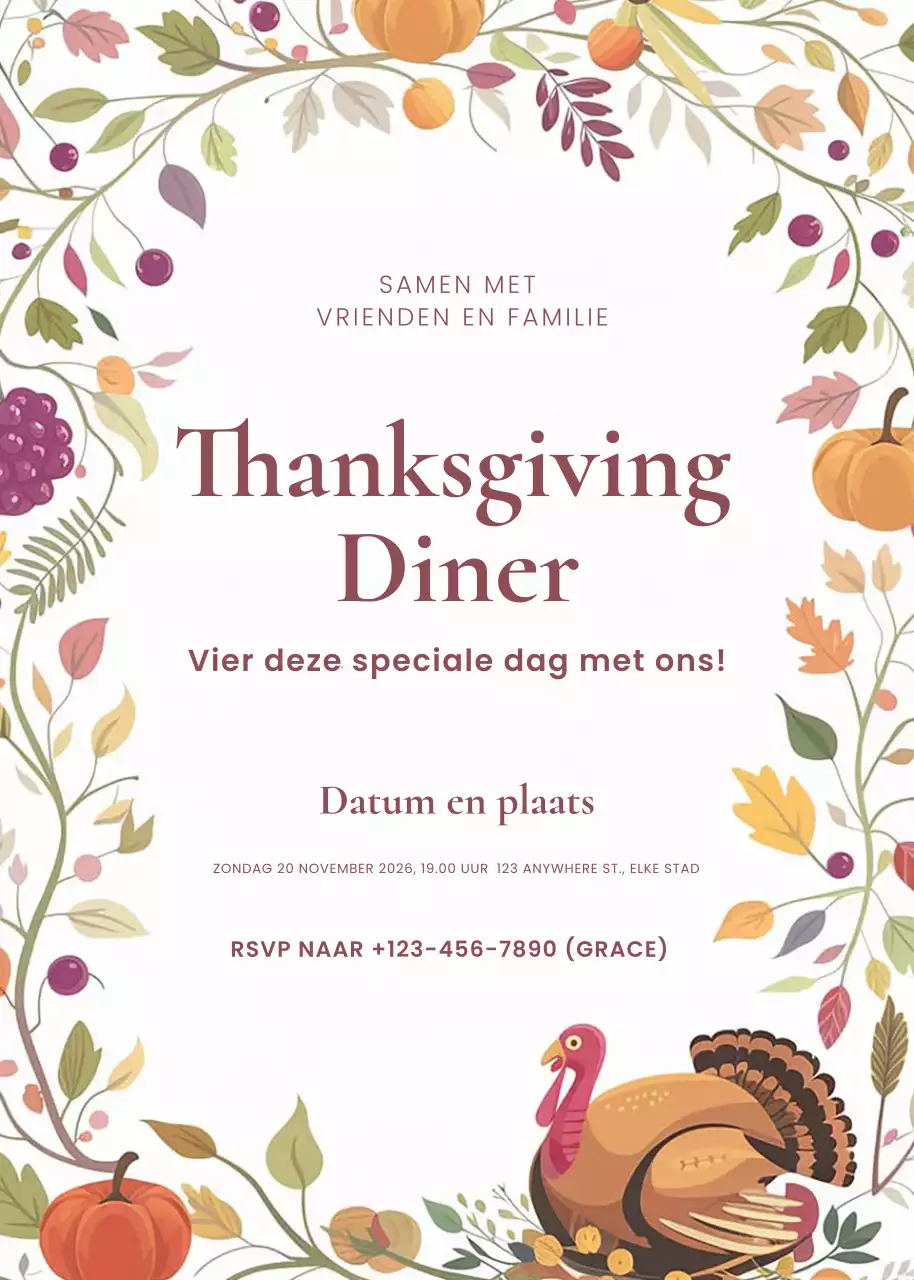 beige klassieke uitnodiging voor Thanksgiving