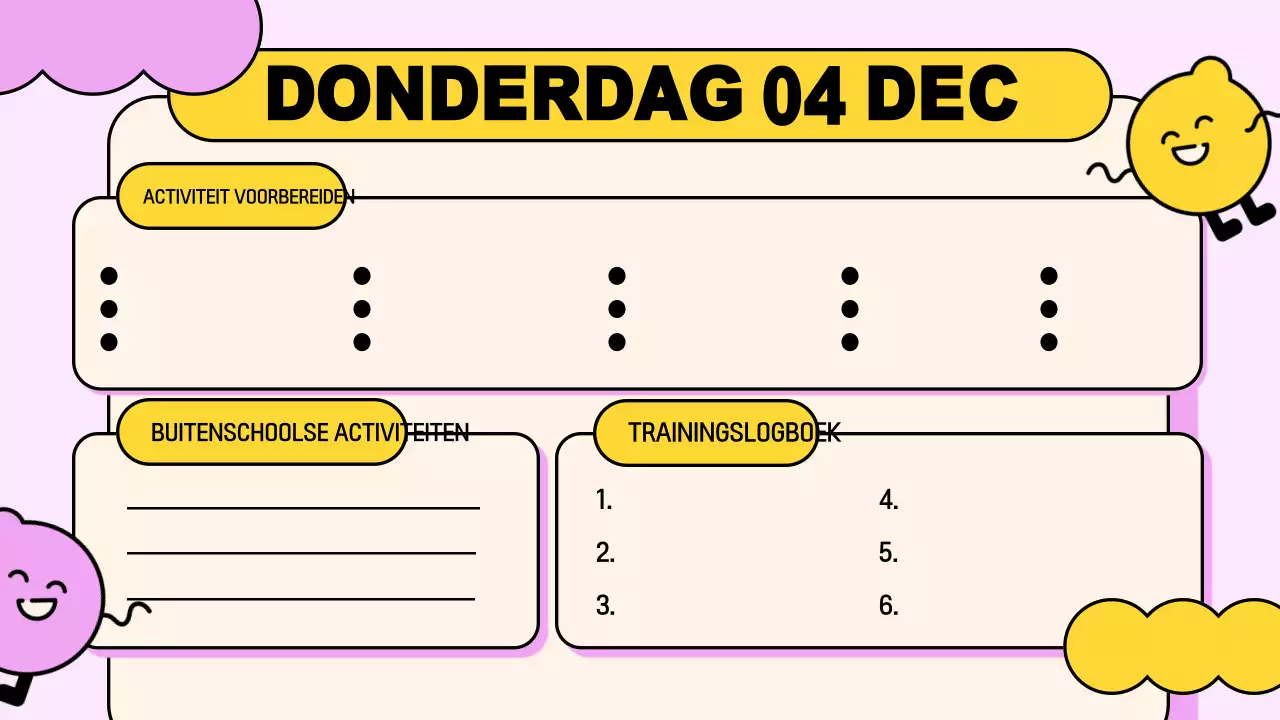 Roze Geel Speelse Klas Agenda Presentatie