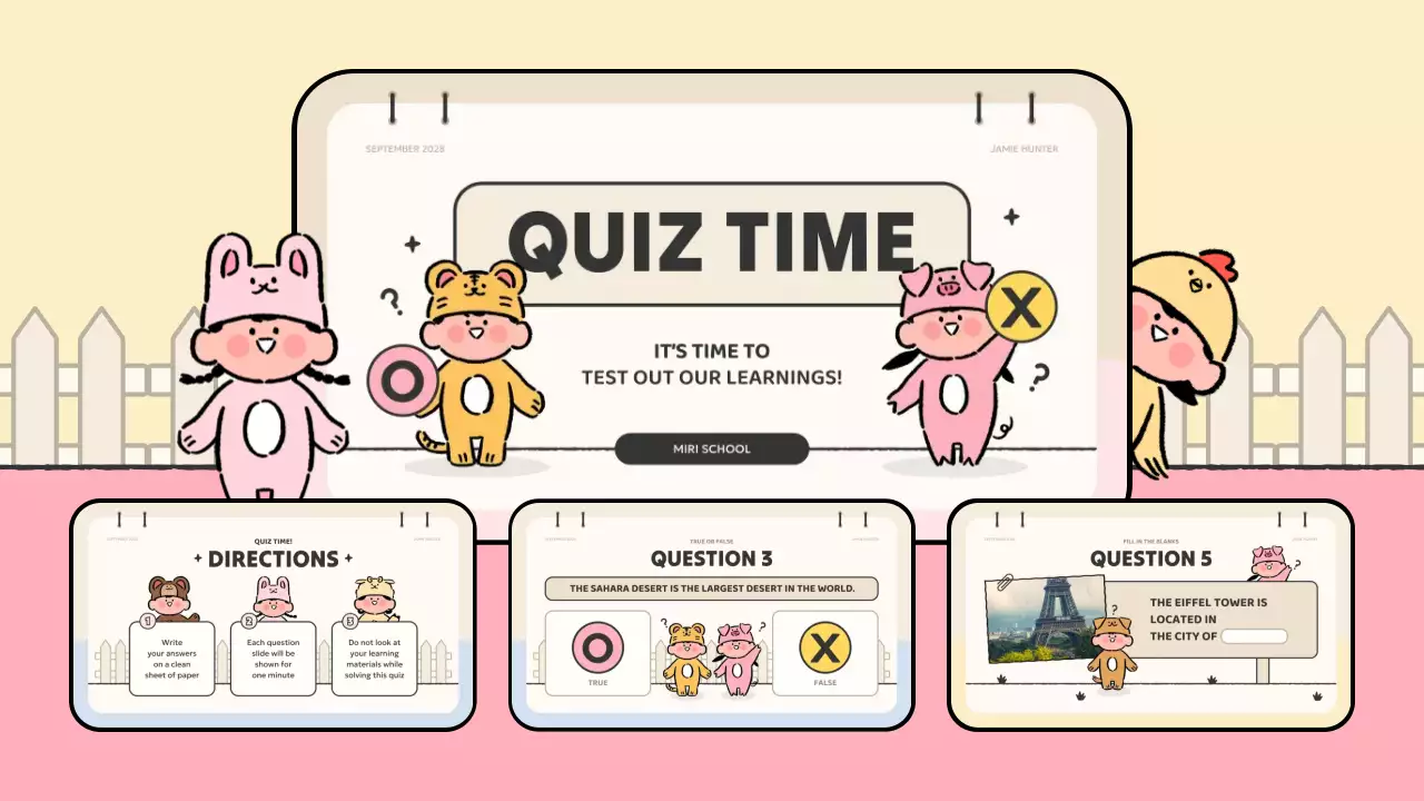 materiale per quiz di animazione rosa