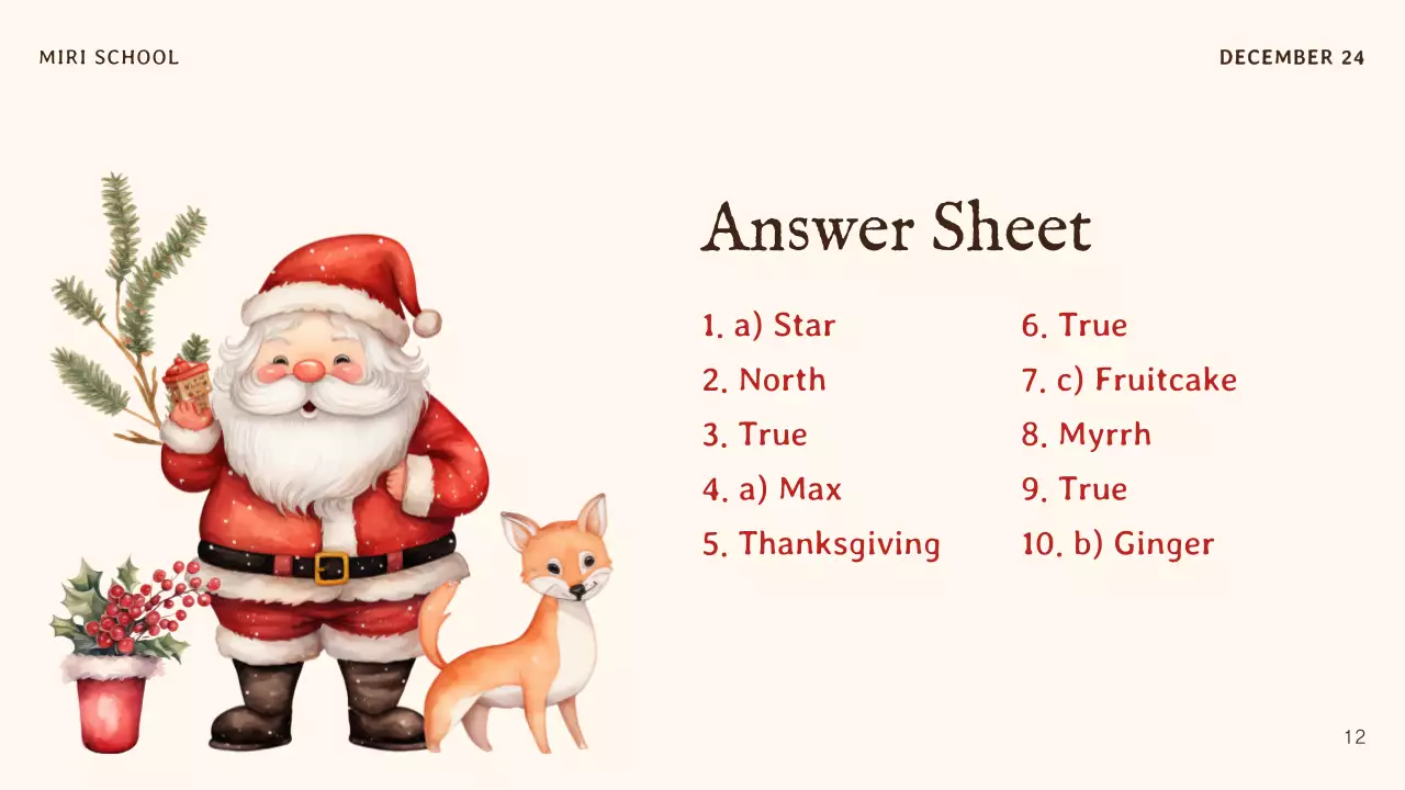 Beige Traditional Christmas Quiz Guide Presentation