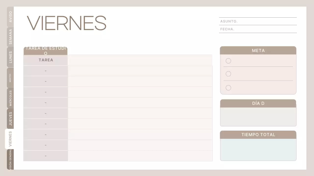 planificador de clases minimalista beige horario