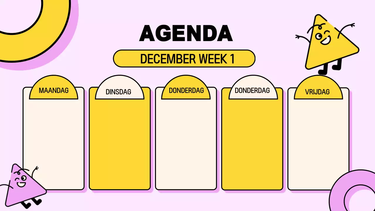 Roze Geel Speelse Klas Agenda Presentatie