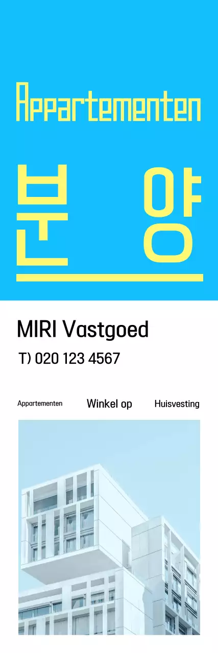 Moderne onroerend goed advertentie in lichtblauw
