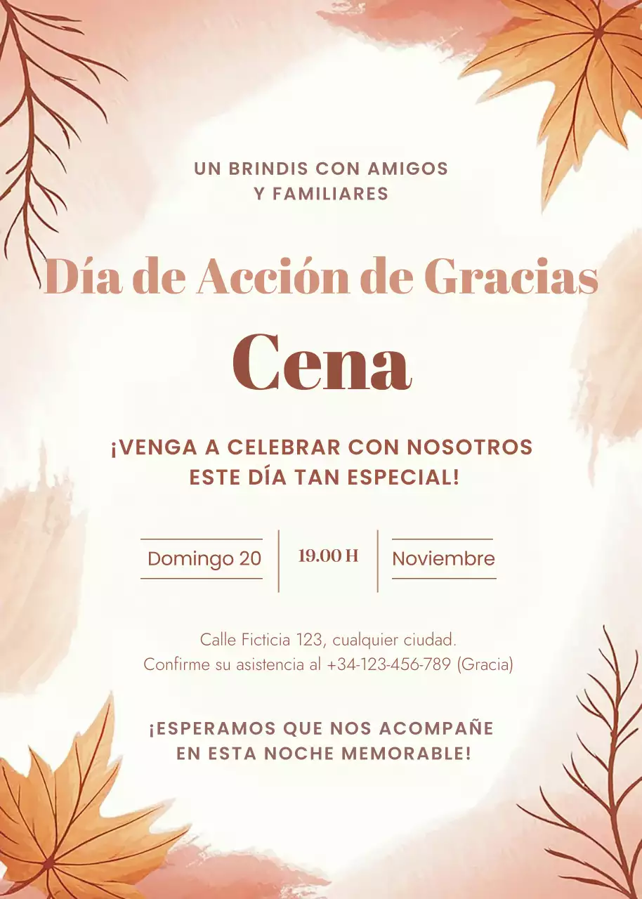 invitación a la cena tradicional naranja