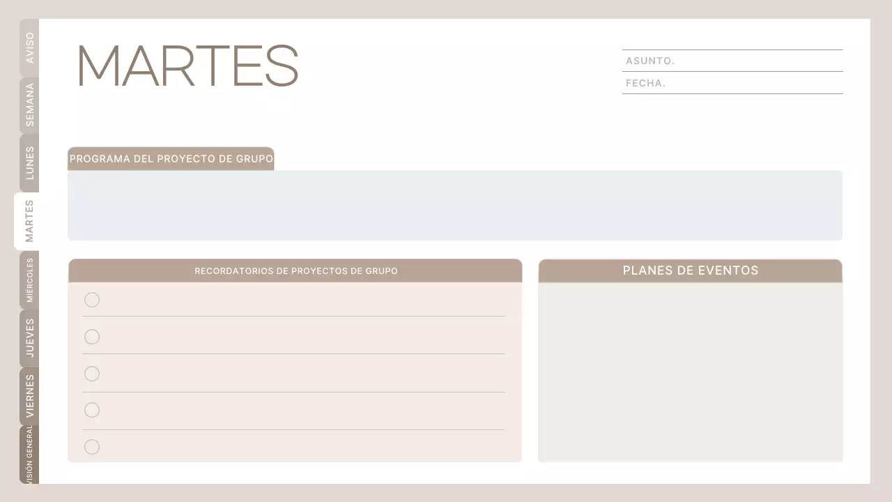 planificador de clases minimalista beige horario