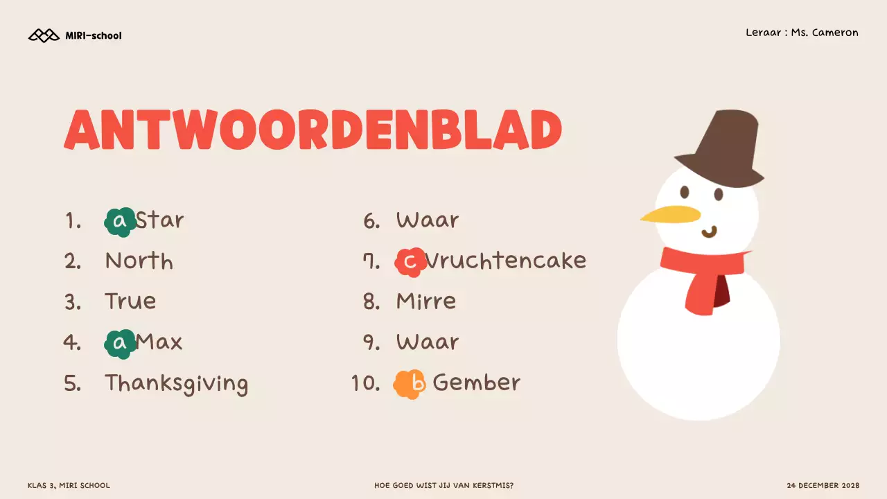 Illustratieve kerstquiz voor kinderen en scholieren