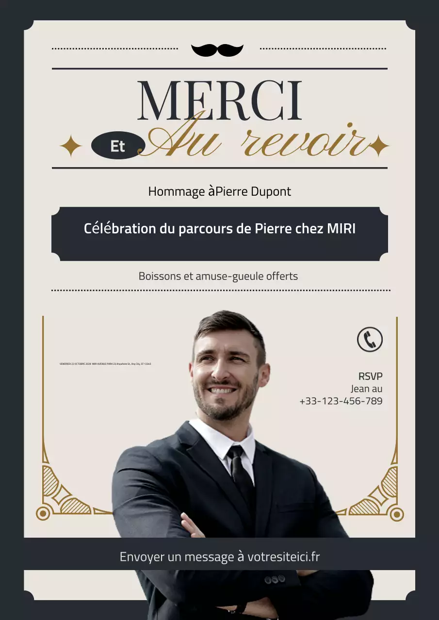 invitation d'adieu beige et élégante