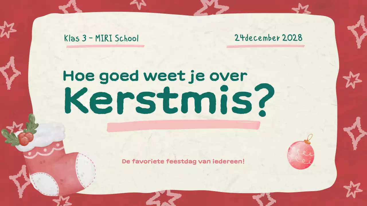 Rode illustratie kerst quiz diavoorstelling