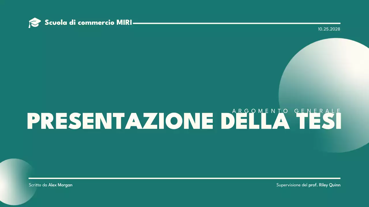 presentazione di tesi minimalista in verde acqua
