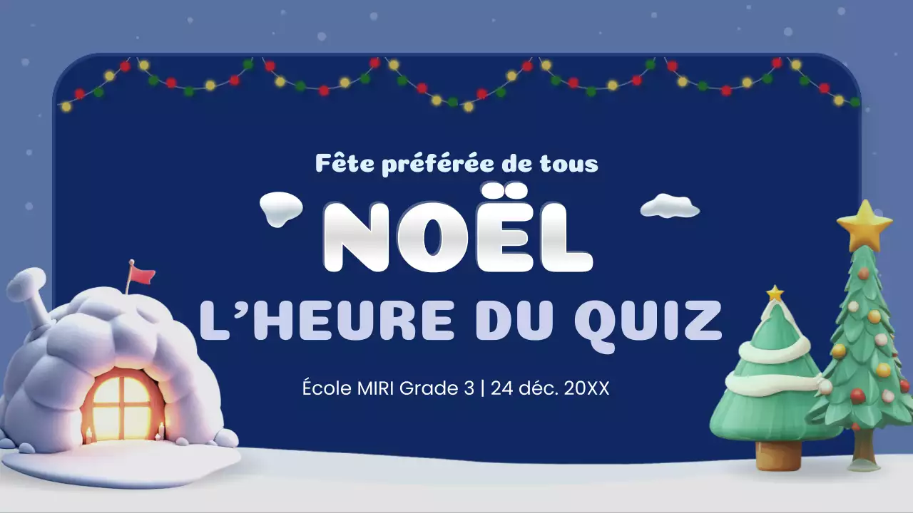classe de quiz de Noël créatif marine et blanc