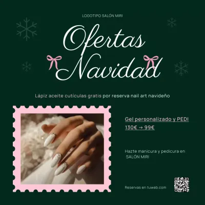 ESTÉTICA DE MODA LINDO SALÓN DE UÑAS PROMO NAVIDAD OFERTA SOCIAL MEDIA POST